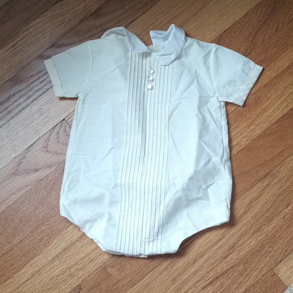 Vintage Infant Yellow pleat front Onesie with collar - Picture 5 of 5